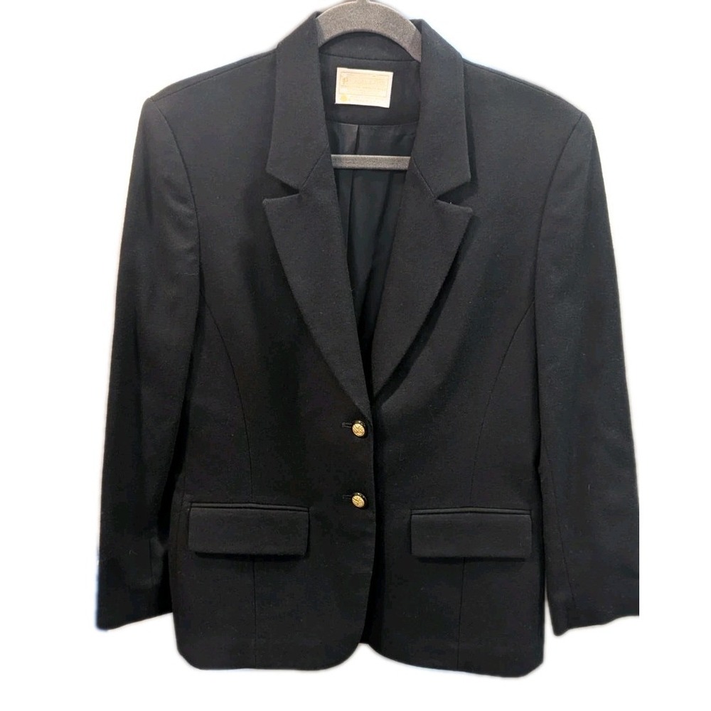 Vtg Pendleton Blazer Women 6 100% Virgin Wool Gold Double Button Front Pockets